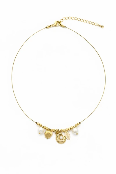 FLOATING NECKLACE PIEZAS GOLD Y PERLAS CULTIVADAS