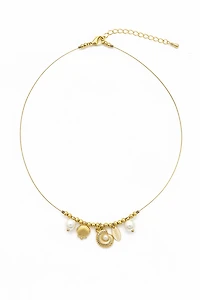 FLOATING NECKLACE PIEZAS GOLD Y PERLAS CULTIVADAS