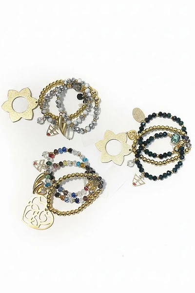 SET TALLA PLUS ABACUS FACETADO, PULSERA EN HEMATITA, MULTI-CHARM, 8"