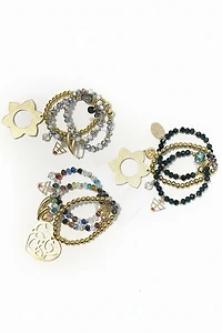 SET TALLA PLUS ABACUS FACETADO, PULSERA EN HEMATITA, MULTI-CHARM, 8"