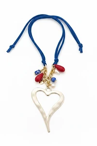 COLLAR AJUSTABLE, MULTI-CHARM, PERLAS DE AGUA DLC, MURANO, CTL TORNASOL, GOTAS HOWLITE ROJO, CORAZON GRANDE