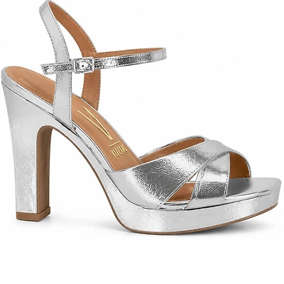 NAYELA Silver Metallic Leather