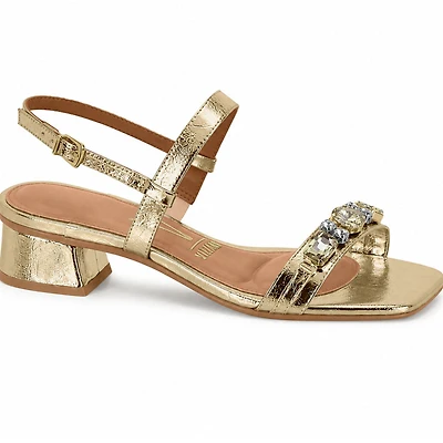 SERENIA Metallic Gold Leather & Gems