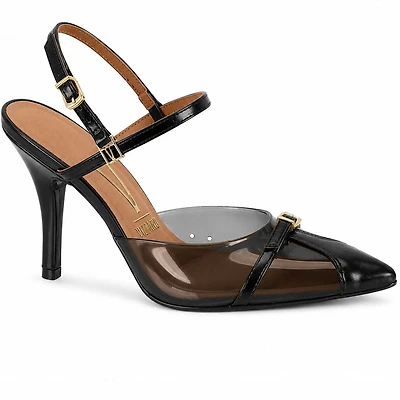 RAVESIA Black Leather & Clear