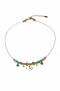 FLOATING NECKLACE, PEZ ESMALTADO GOLD FILLED, MINI CIRCONIAS, CRISTALES EN MURANO, LAVA BIT DORADA