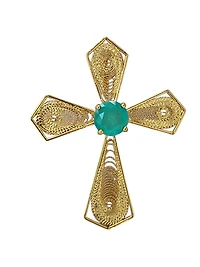 EMERALD LAB CROSS CHARM