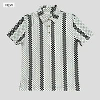 Addict  Geometric Striped Polo Shirt