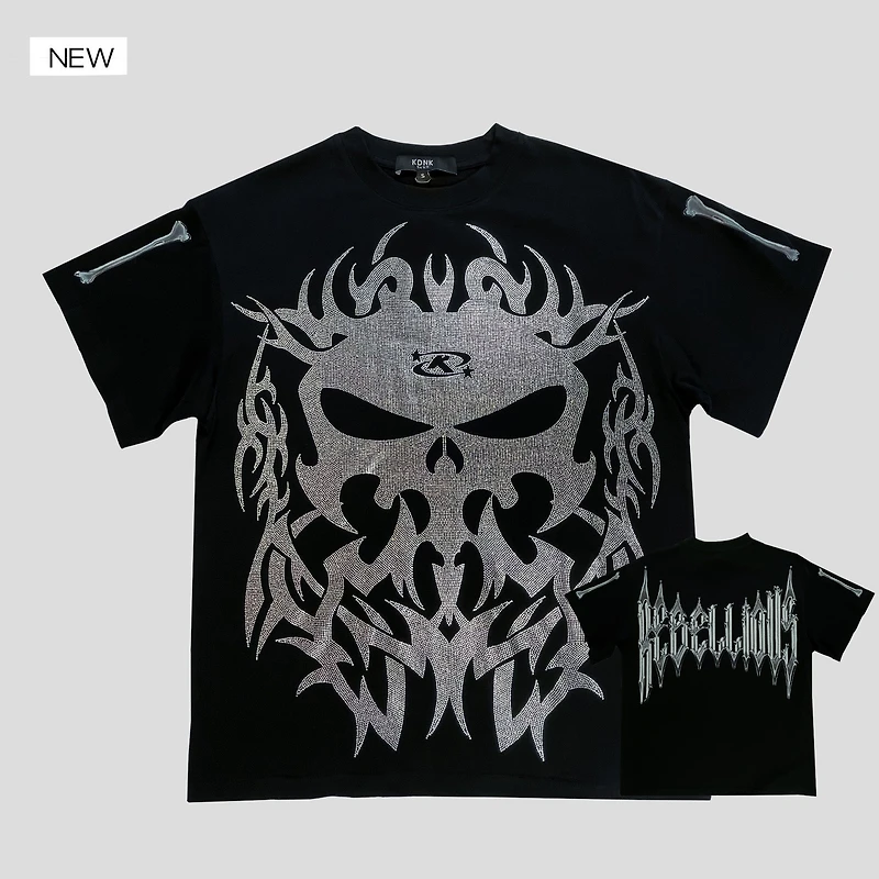 KNDK "Skull" Graphic T-Shirt Rhinestone