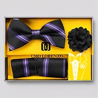 Umo Lorenzo Set de Lazo, Pañuelo y Lapel Pin en Seda