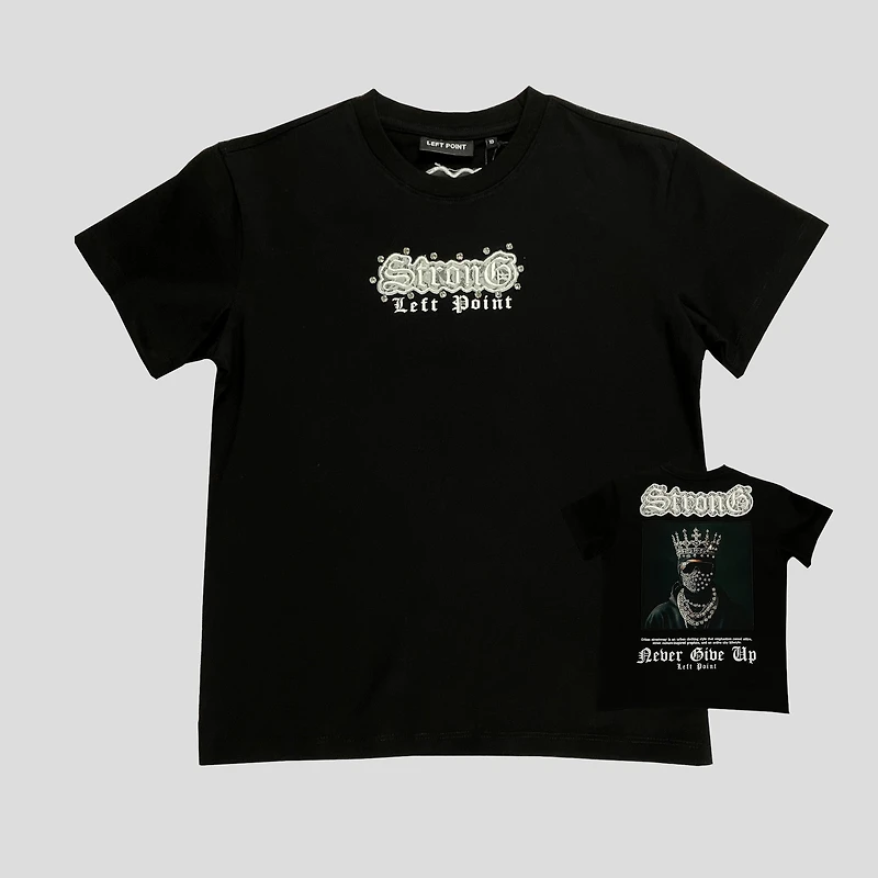 Left Point Boys “Strong” T-Shirt con Rhinestones