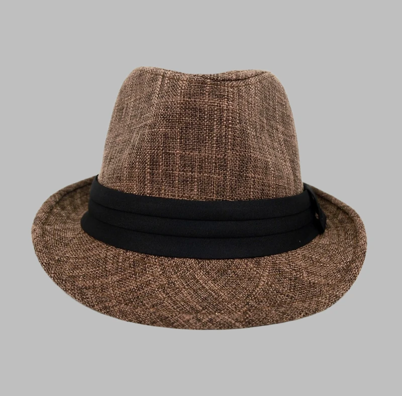 Brown Trilby Fedora Hat with Black Band Trim