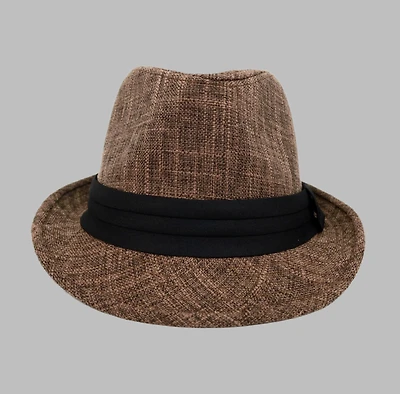 Brown Trilby Fedora Hat with Black Band Trim