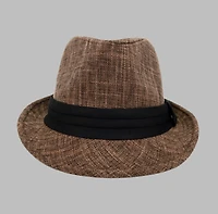 Brown Trilby Fedora Hat with Black Band Trim