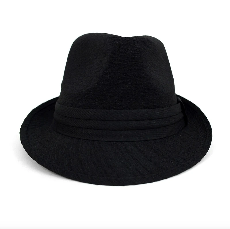Black Trilby Fedora Hat with Band Trim