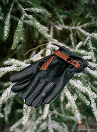Black and Cognac Leather Gloves