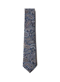 Cravate marine à paisley tan