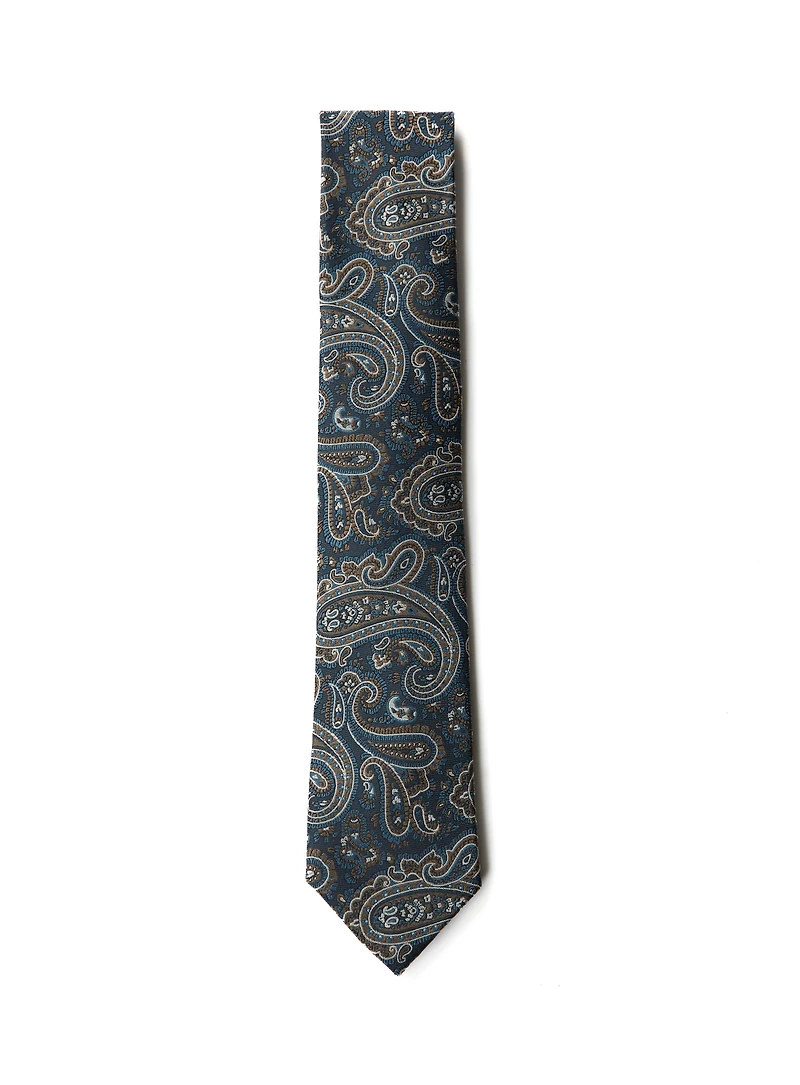 Cravate turquoise à motif paisley