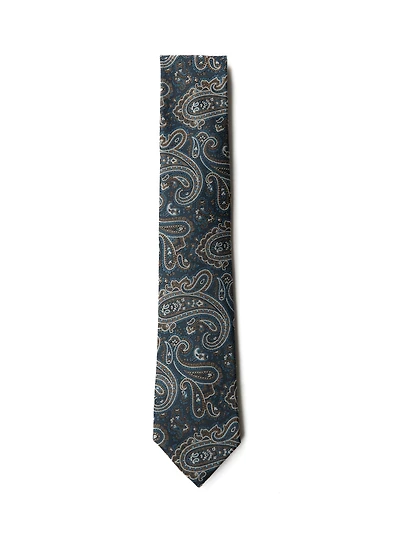 Cravate turquoise à motif paisley