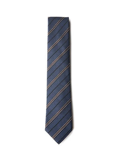 Blue Tie with Brown Stripes