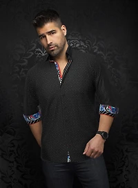 'Arlo' Micro Squares Print Shirt