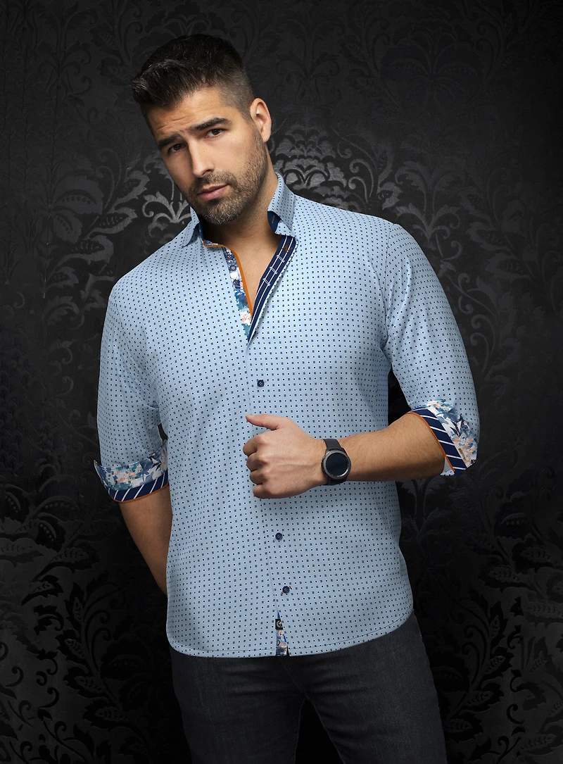 'Arlo' Micro Squares Print Shirt