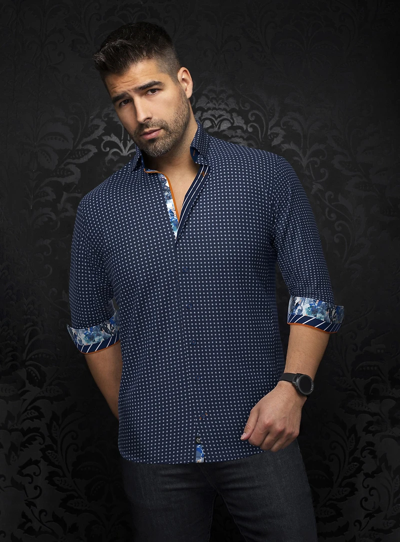 'Arlo' Micro Squares Print Shirt