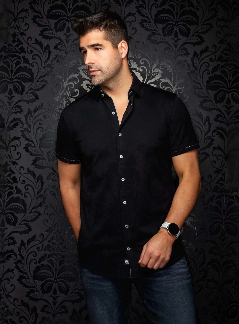 Chemise à motif de feuillages 'Brahea-SS'