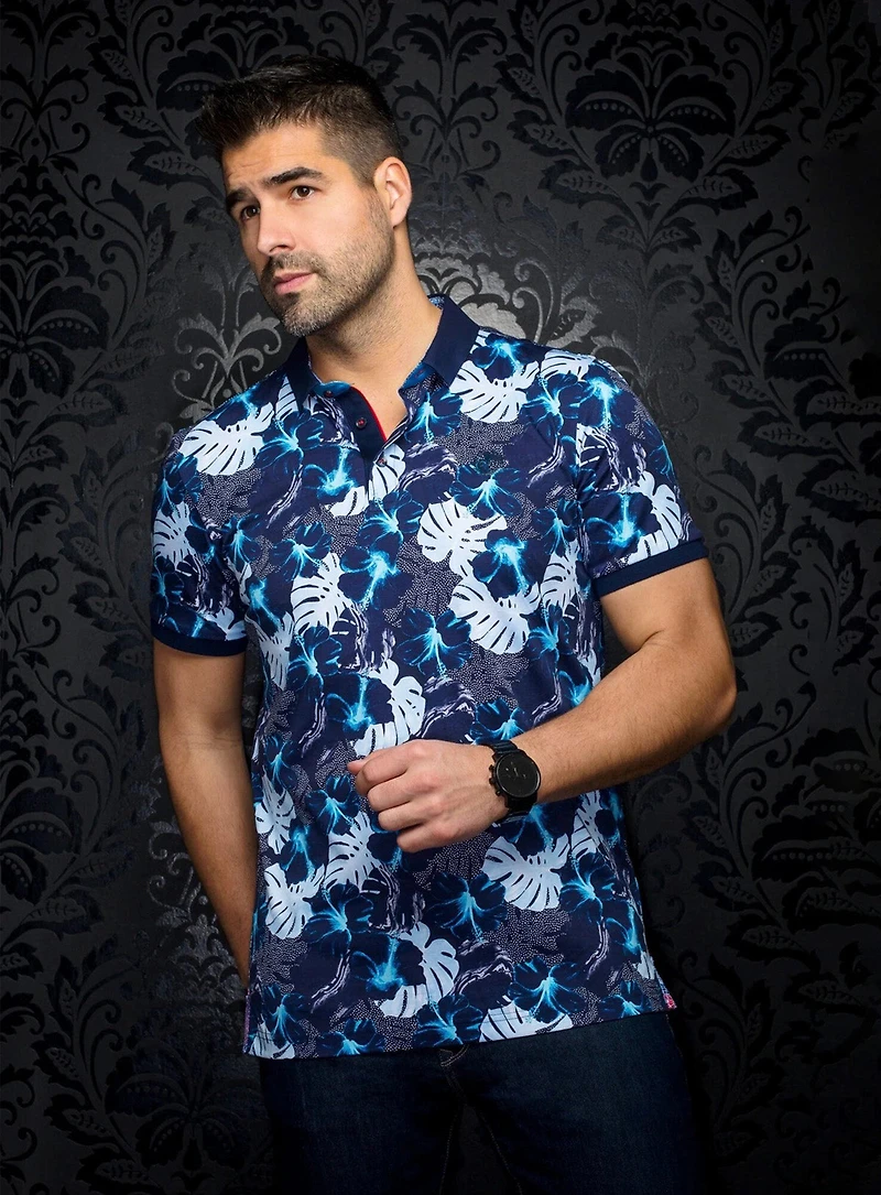 Polo 'Campari' imprimé de monstera