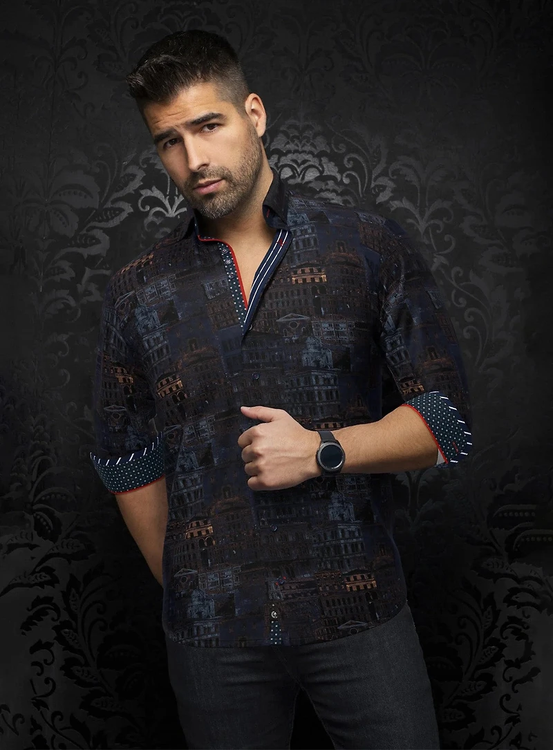 Chemise 'Ethan' à imprimé de villes