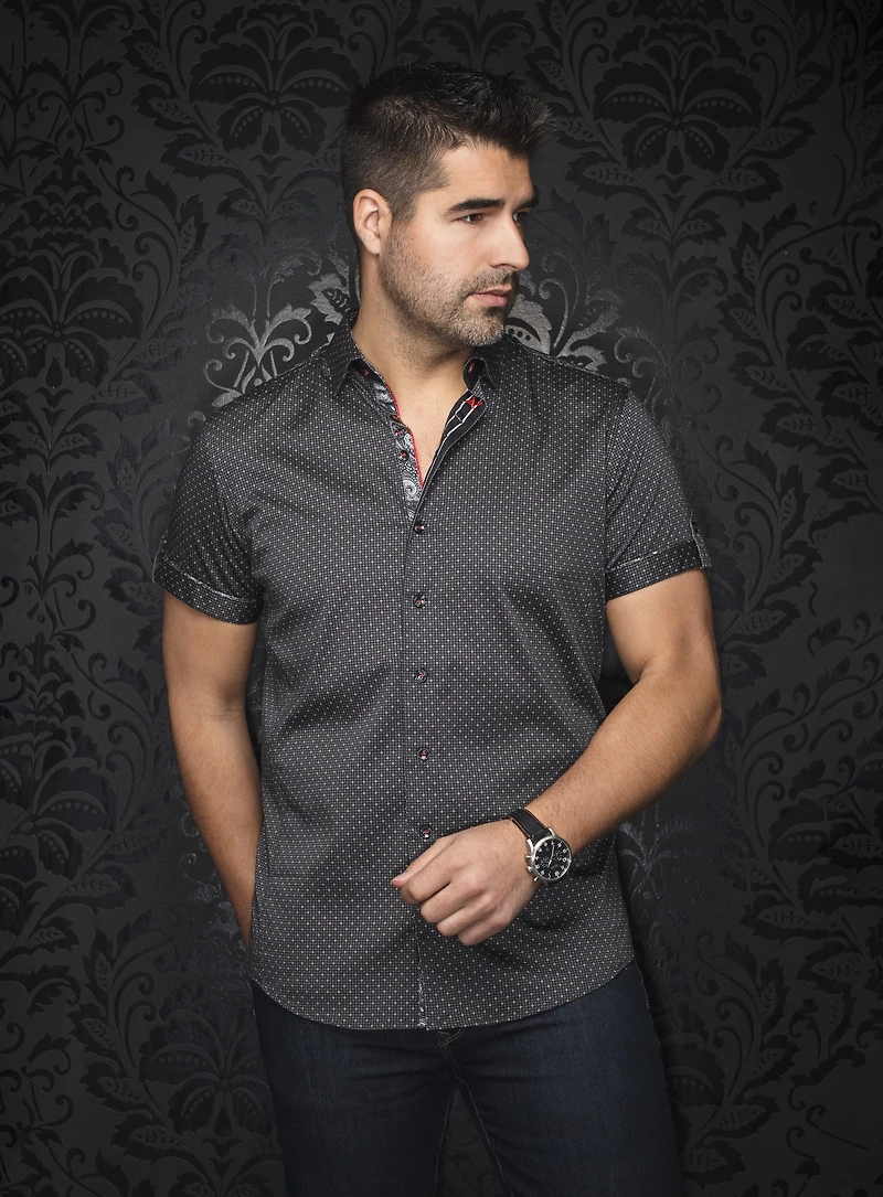 Chemise à micro imprimé 'Faro-SS'
