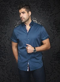Chemise à micro imprimé 'Faro-SS'