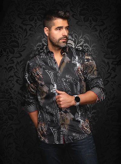 Chemise à motif abstrait 'Groove'