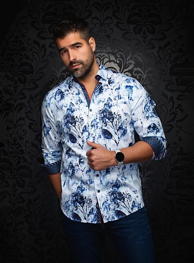 Chemise à motif de feuilles 'Jasper'