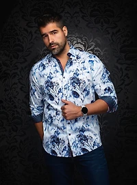 Chemise à motif de feuilles 'Jasper'