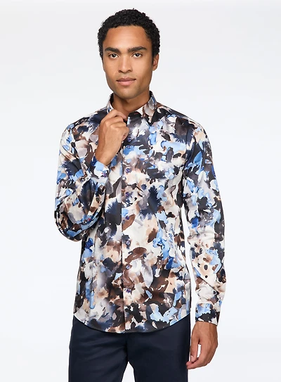 'Magnus' Aquarelle Print Shirt