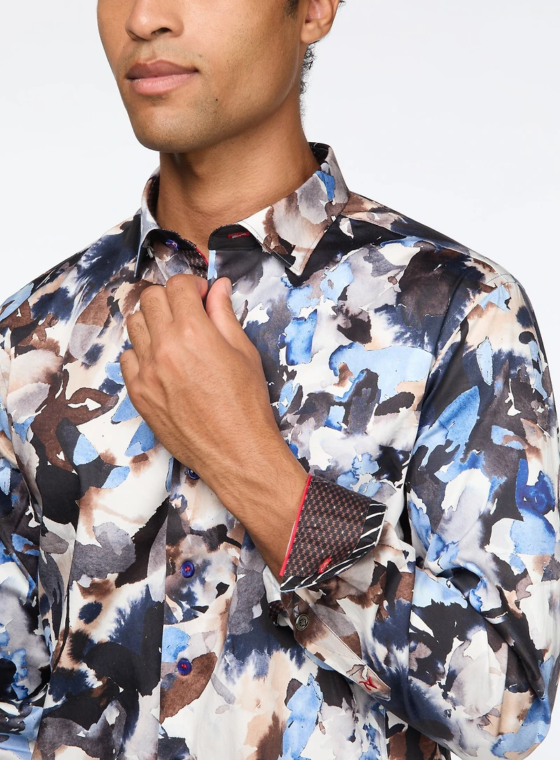 'Magnus' Aquarelle Print Shirt