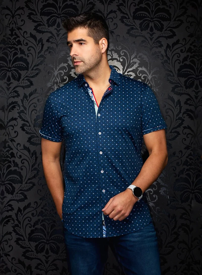 Chemise à motif de micro cercles 'Patmos'