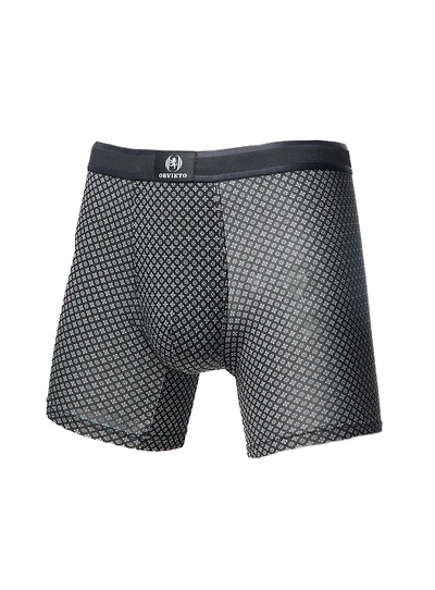 Black Printed Bamboo Boxer Underwear