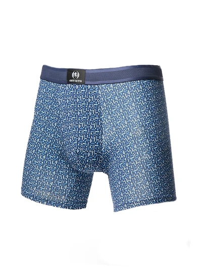 Navy Printed Bamboo Boxer Underwear