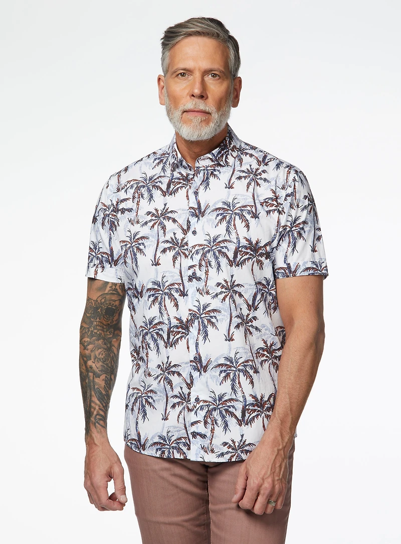 Chemise en popeline à imprimé de palmiers