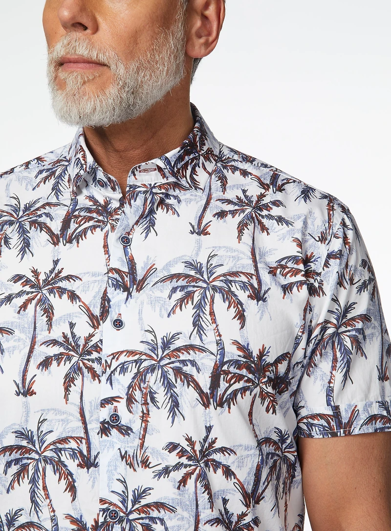 Chemise en popeline à imprimé de palmiers