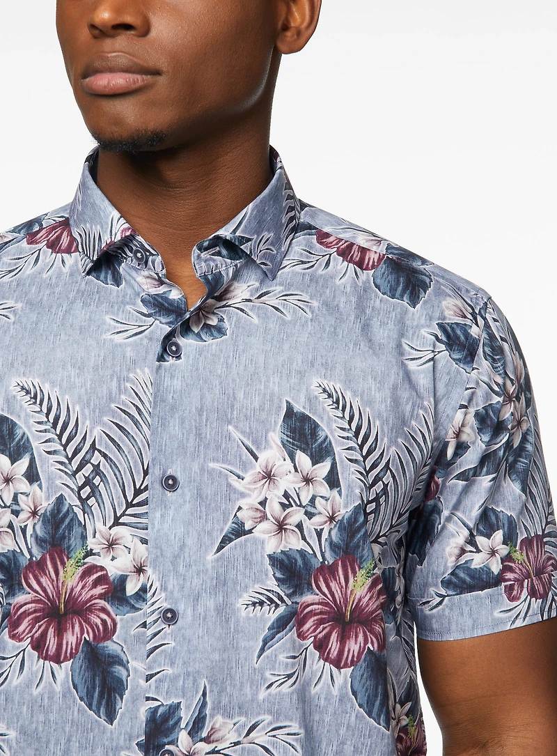 Hibiscus Print Poplin Shirt