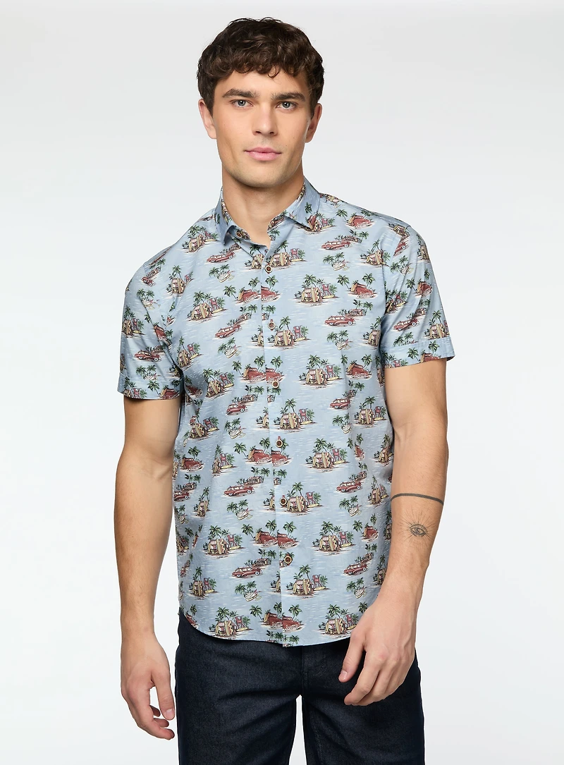 Chemise en popeline à imprimé surf rétro