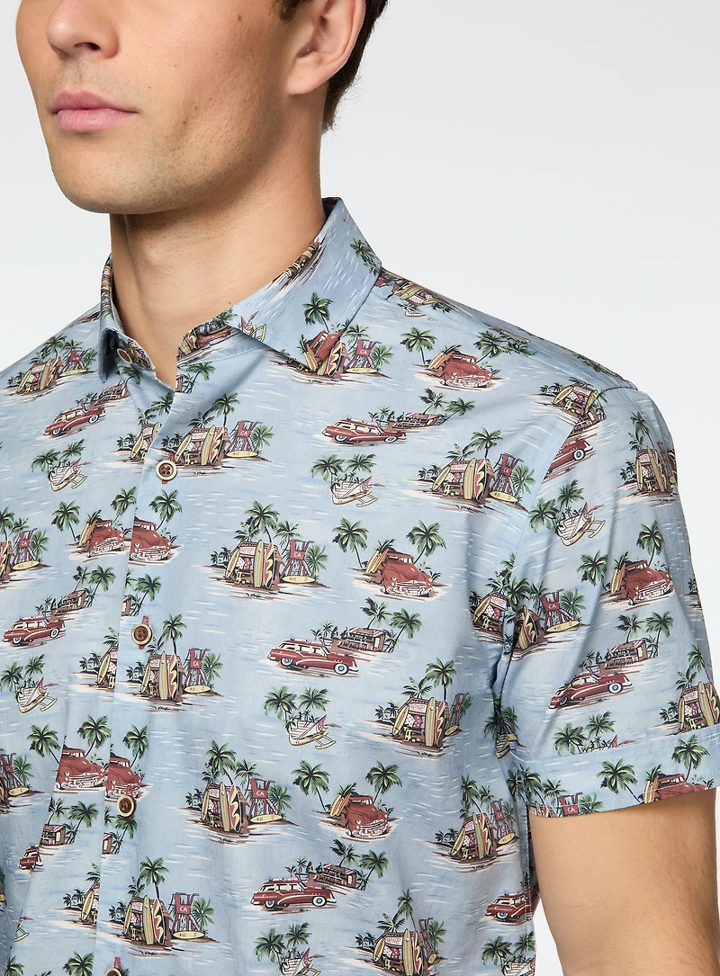 Chemise en popeline à imprimé surf rétro