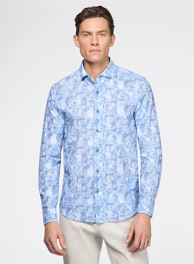Chemise effet lin à motif floral