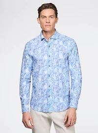 Chemise effet lin à motif floral