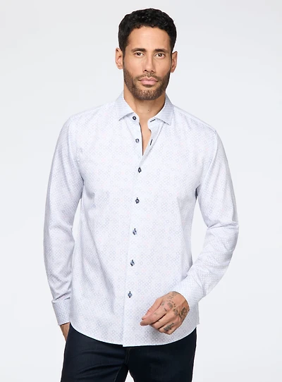 Chemise satinée à motif de spirographe
