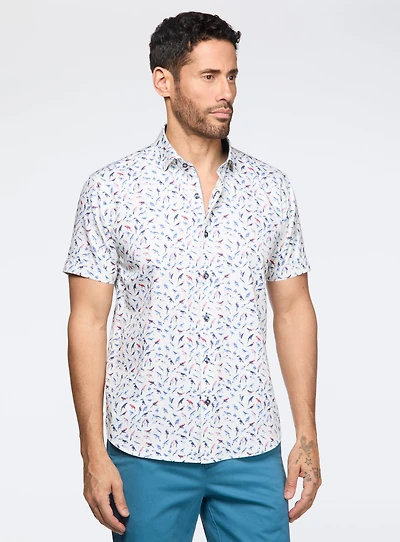 Chemise satinée à motif d'oiseaux