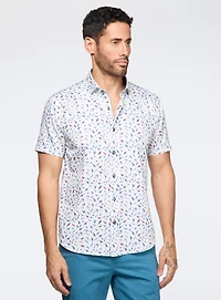 Chemise satinée à motif d'oiseaux