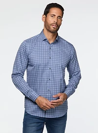 Chemise bleue à motif de médaillons